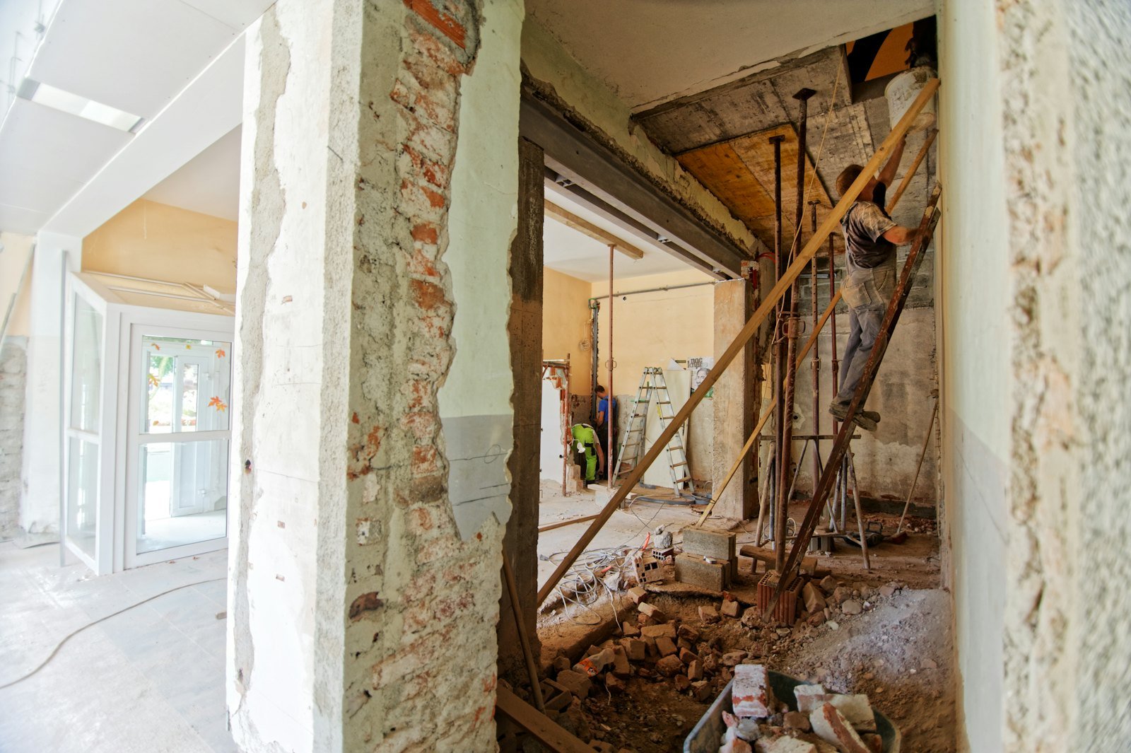 Interior demolition and build-out in an existing building