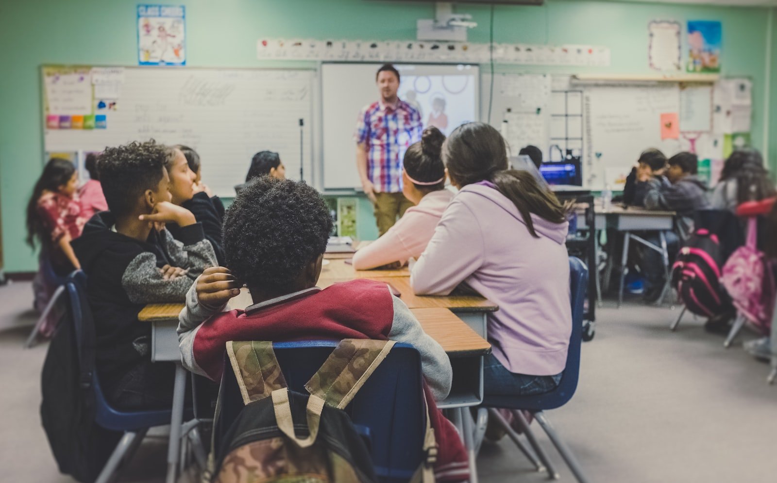 A class in session inside an occupied school building